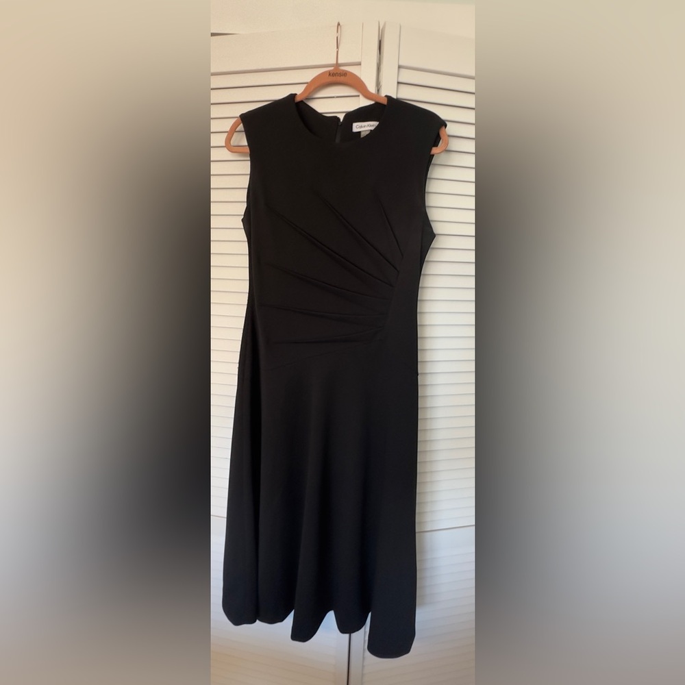 Calvin Klein Black Asymmetrical Sheath Dress